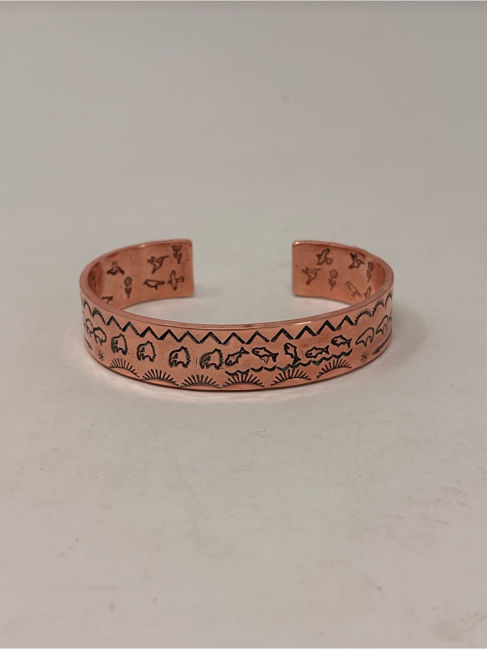 Navajo DBH Hand Stamped Copper Southwestern Cuff Bracelet